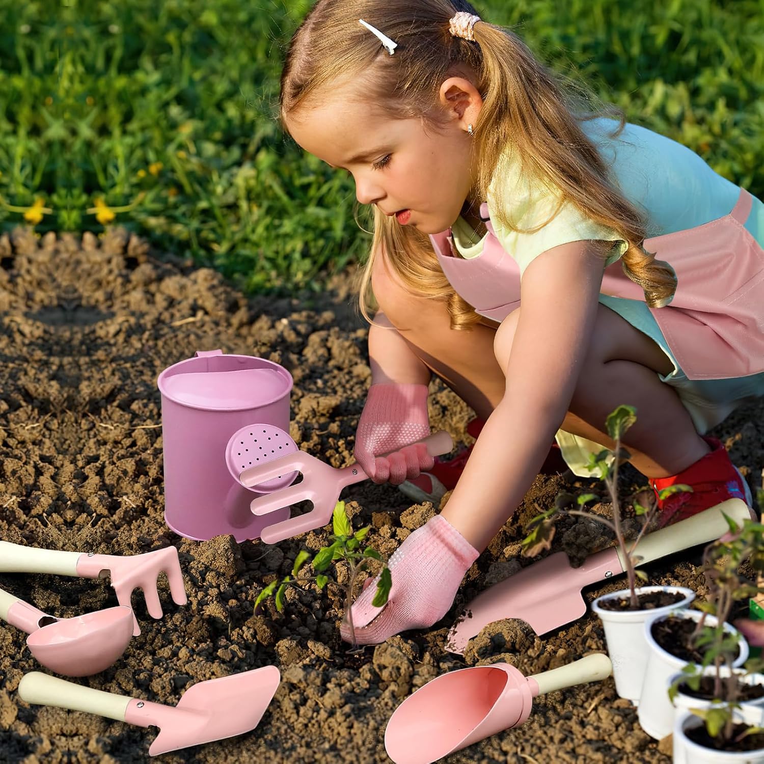 Gardening Tools Kit For Kids - Tuinset voor kinderen 7-delig, bloemen tuingereedschap