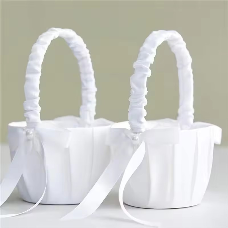 Gardening Tools Girls - Bruids wit satijnen strik bloemenmandje Bloemen