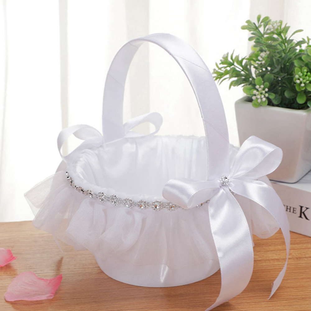 Gardening Tools Girls - Bruiloft manden witte bloemenmeisje mand strik-knoop