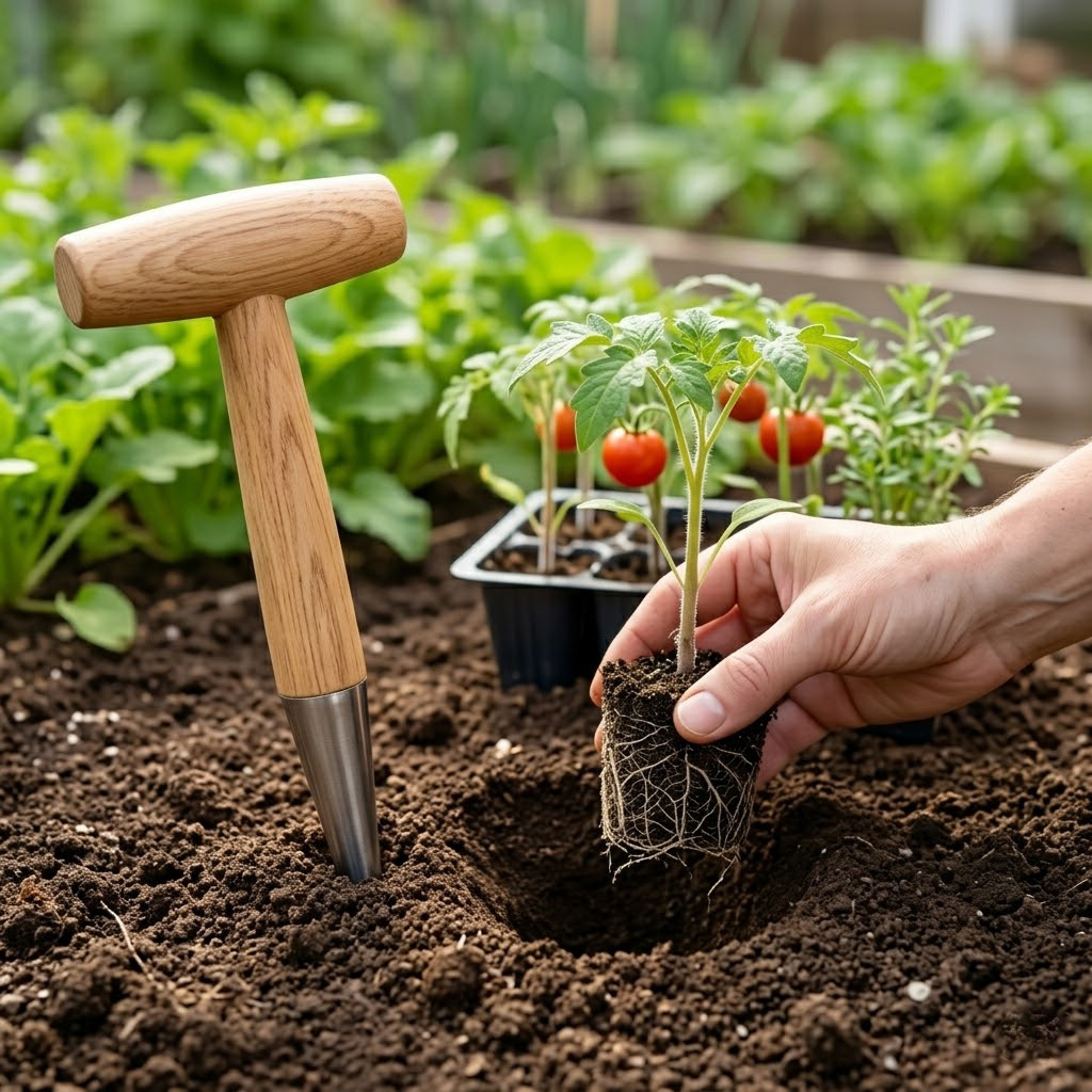 Gardening Tools For Digging - Handgemaakte houten handgatenmaker voor zaaien, graven